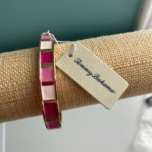Tommy Bahama Gold Tone Pink MultiStripe Enamel Bangle